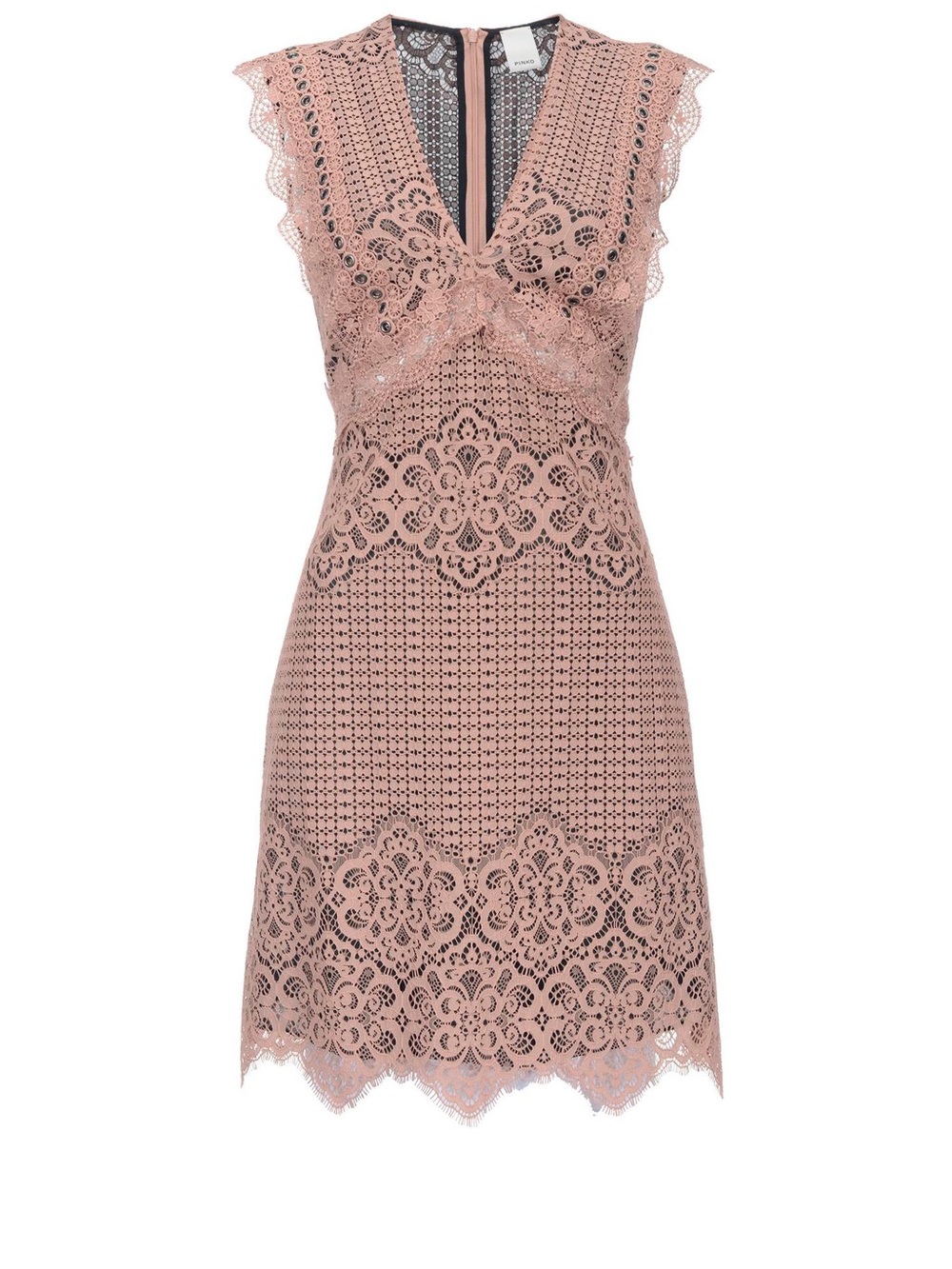 Pinko Fall 2019Collection Lace Mini Dress Dusty Blush Pink Mauve Medium Designer - Picture 1 of 8